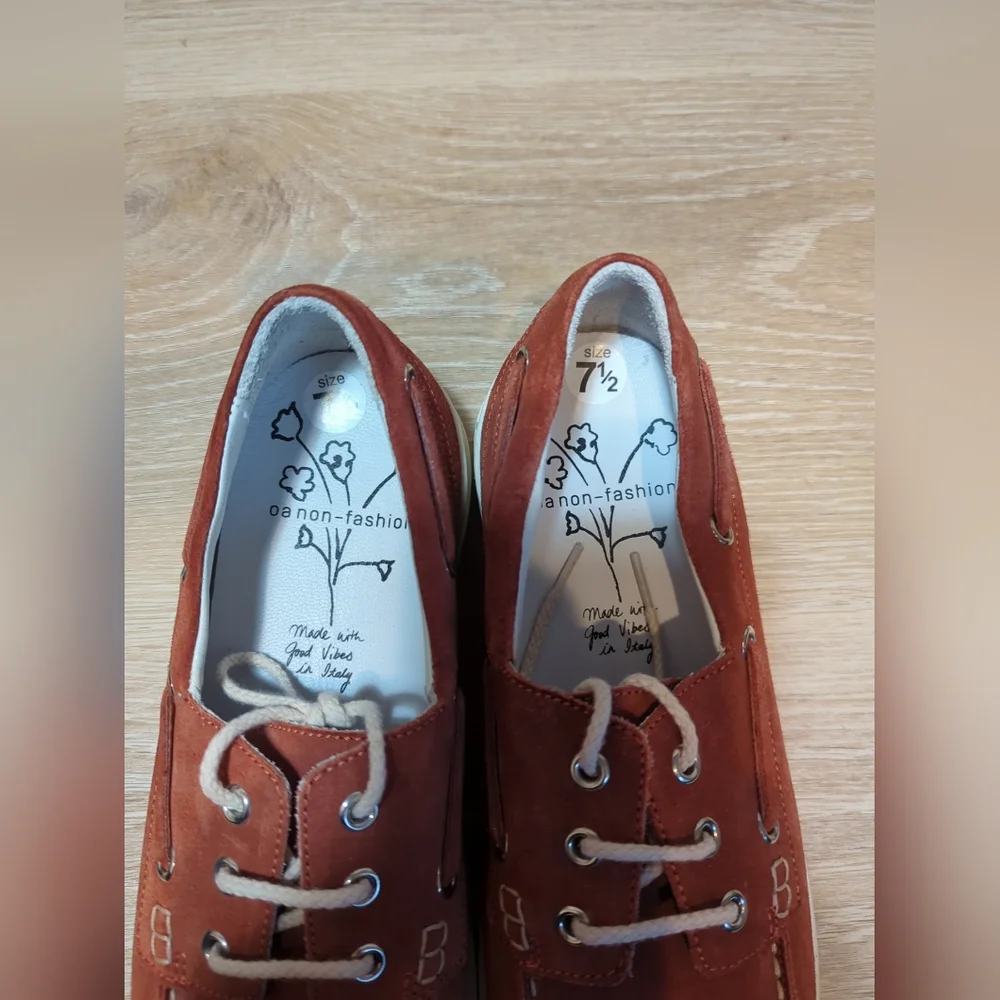 Women's Casamadre Boat Shoes Sneakers Rustic Red suede Moc Oxford Loafers 7.5